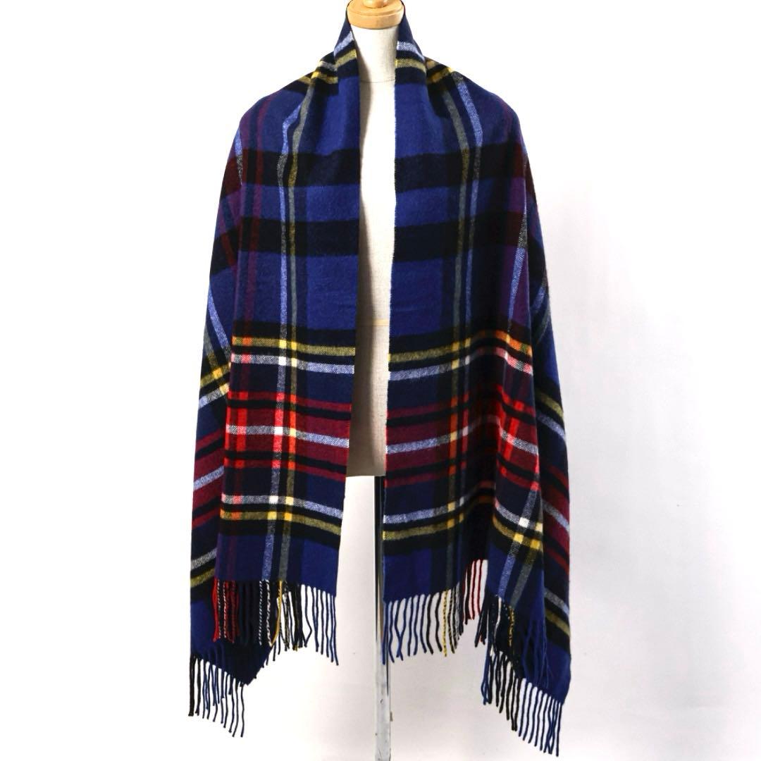 H4297-17◾️アクアスキュータム　カシミア100% チェック柄マフラー