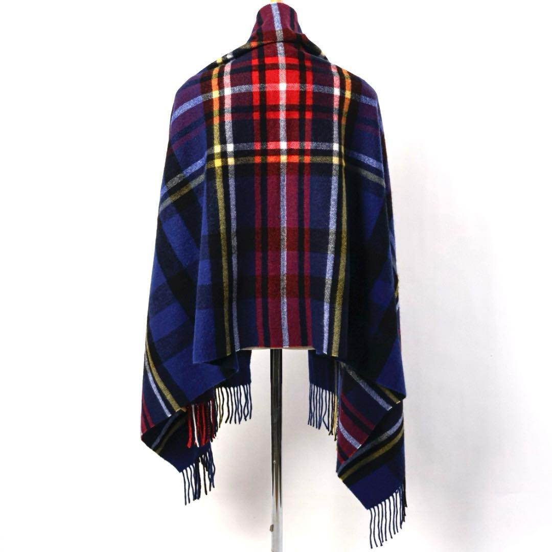 H4297-17◾️アクアスキュータム　カシミア100% チェック柄マフラー