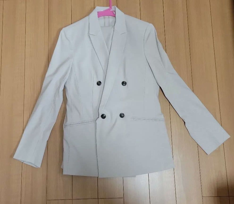 PLST リネンブレンド ダブルジャケット スティックパンツ　セットアップ