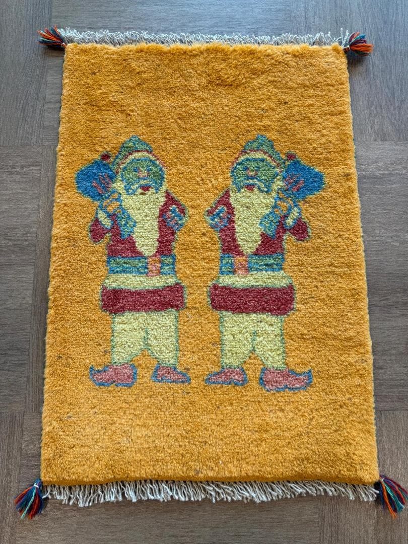 ギャッベ 81x57cm ペルシャ絨毯 手織り ギャベ 玄関マットラグ 絨毯