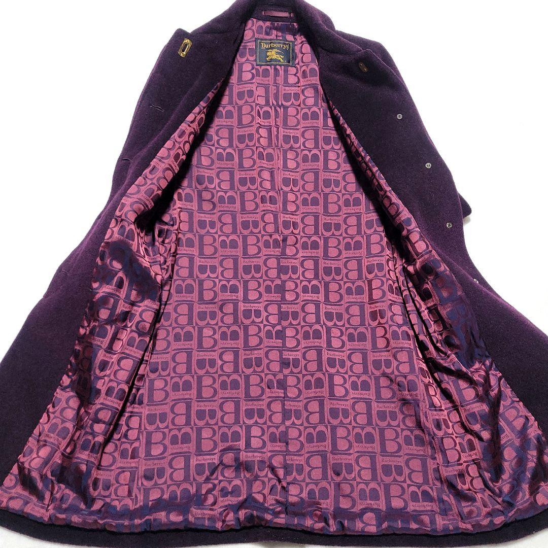 極希少 BURBERRY　ロングコート モヘヤ 比翼ボタン 裏地総柄 B金具 紫