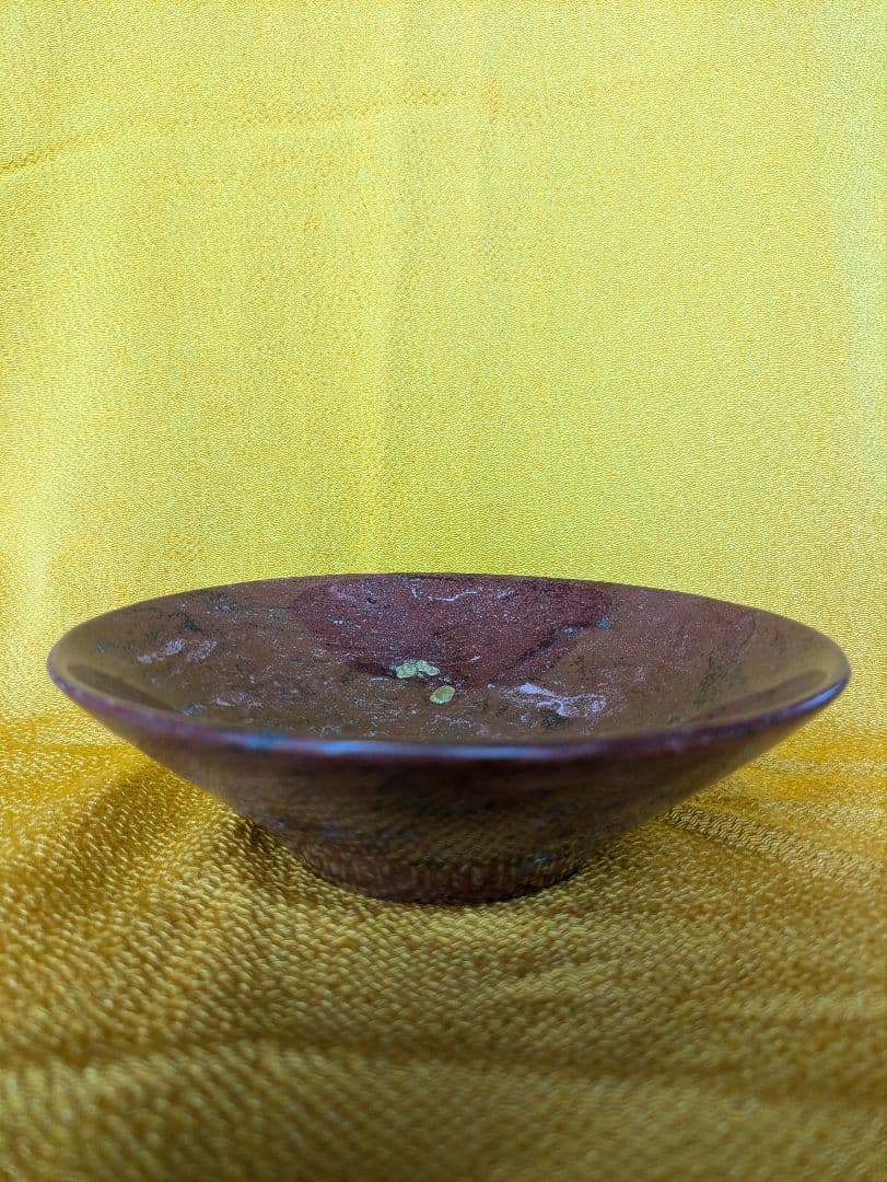 抹茶茶碗、石彫刻茶碗、赤石茶碗、倉田辰彦作、日本製