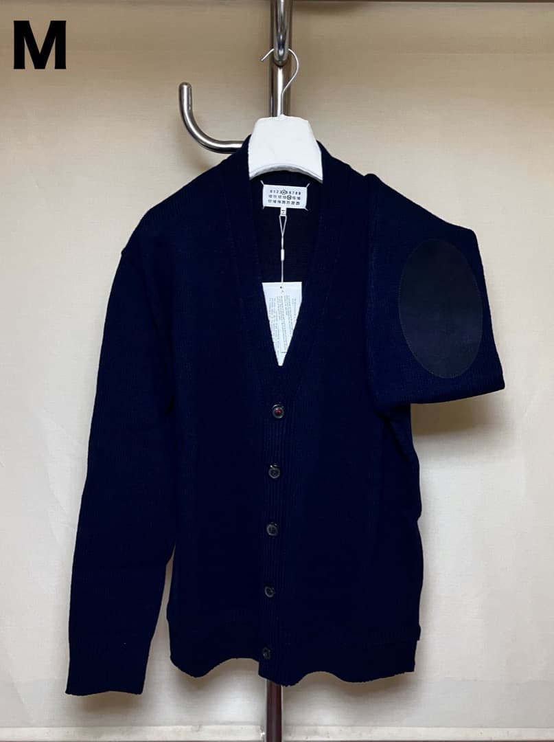 新品 M マルジェラ 23aw エルボーパッチニット カーディガン 紺 6615