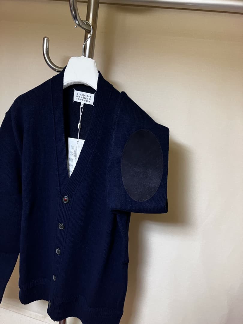 新品 M マルジェラ 23aw エルボーパッチニット カーディガン 紺 6615