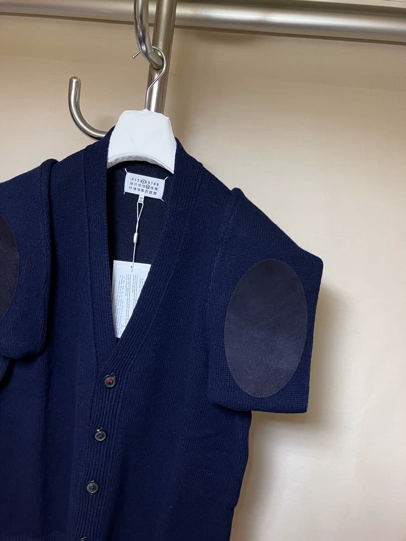 新品 M マルジェラ 23aw エルボーパッチニット カーディガン 紺 6615