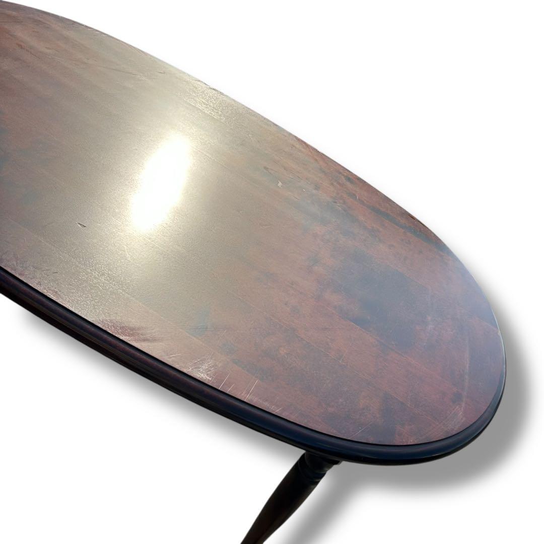 【美品】北海道民芸家具 樺桜材 ダイニングテーブル ガラス天板付き