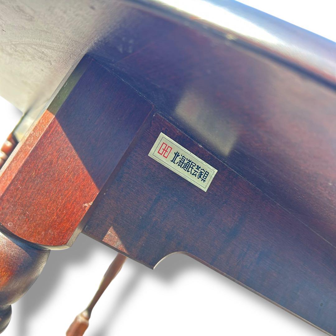 【美品】北海道民芸家具 樺桜材 ダイニングテーブル ガラス天板付き