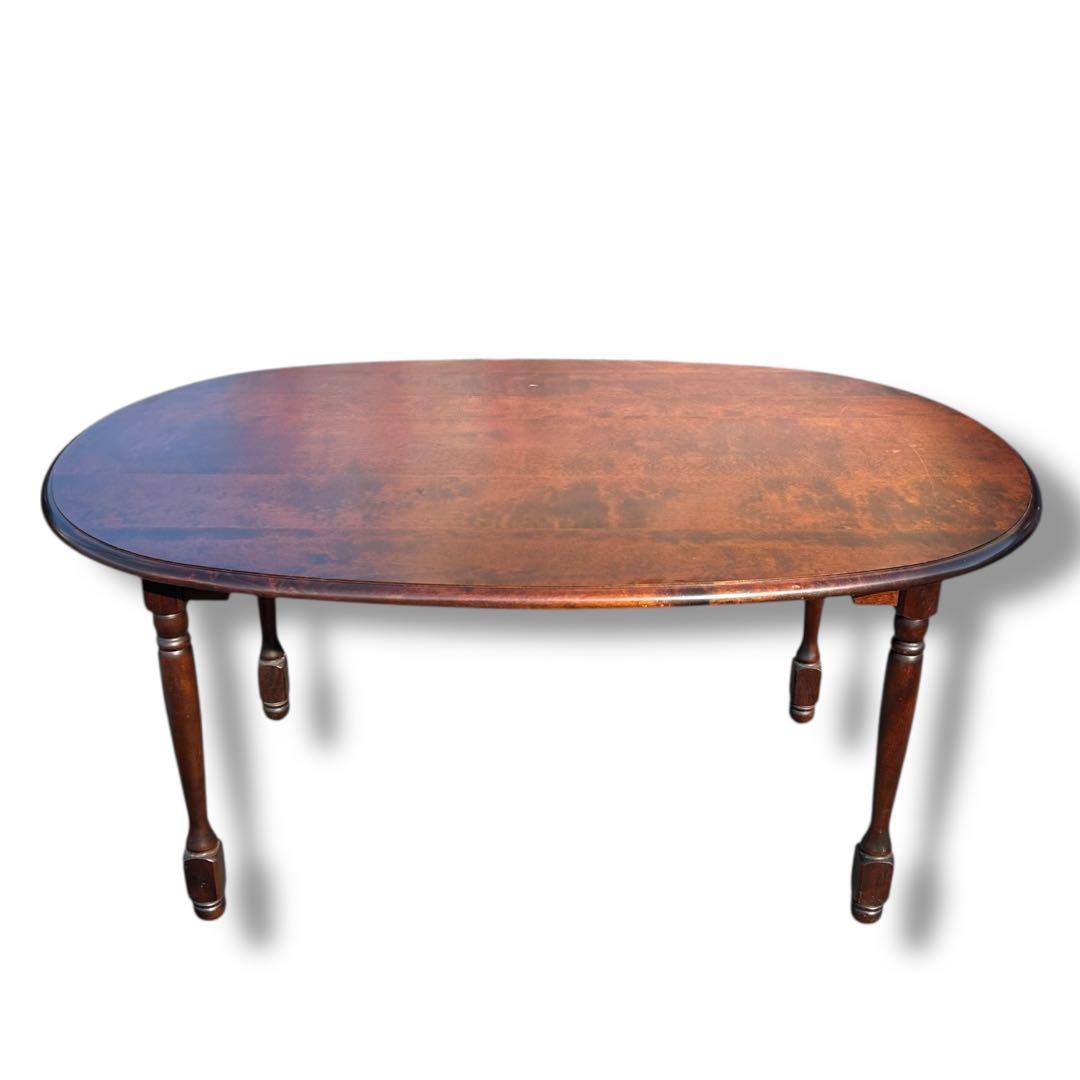 【美品】北海道民芸家具 樺桜材 ダイニングテーブル ガラス天板付き