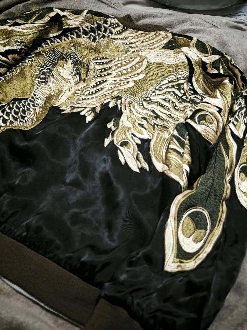 limited 日本限定 SCRIPT スカジャン 孔雀刺繍 100% silk