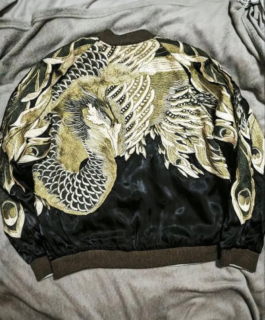 limited 日本限定 SCRIPT スカジャン 孔雀刺繍 100% silk