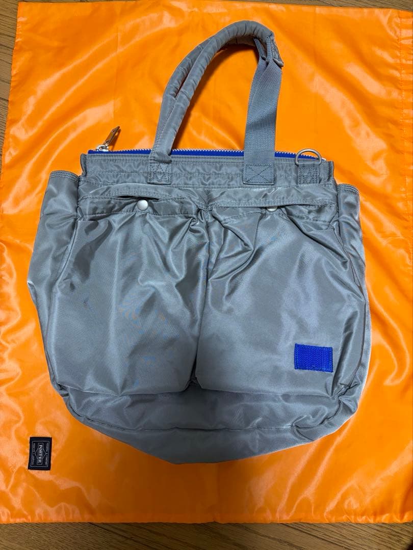 sacai porter ヘルメットバッグ Mサイズ シルバー×ブルー