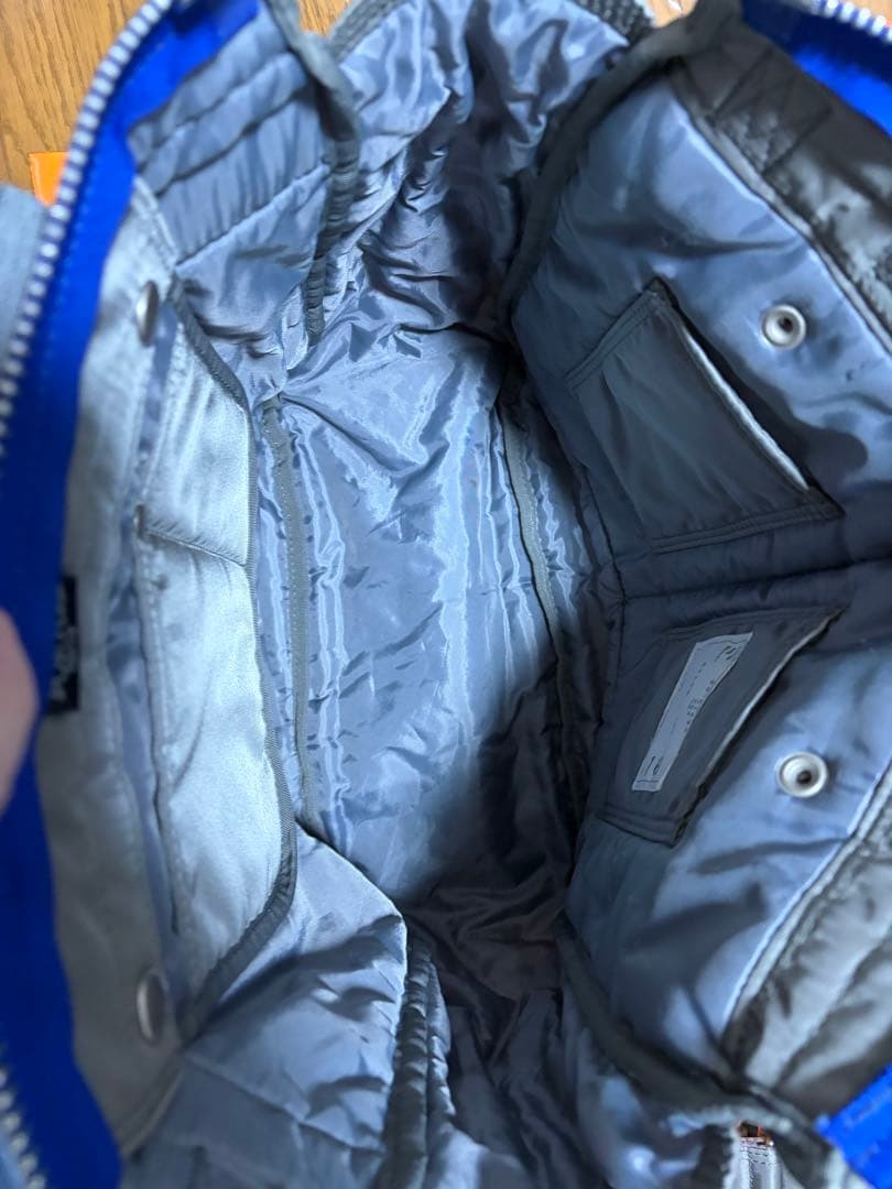 sacai porter ヘルメットバッグ Mサイズ シルバー×ブルー