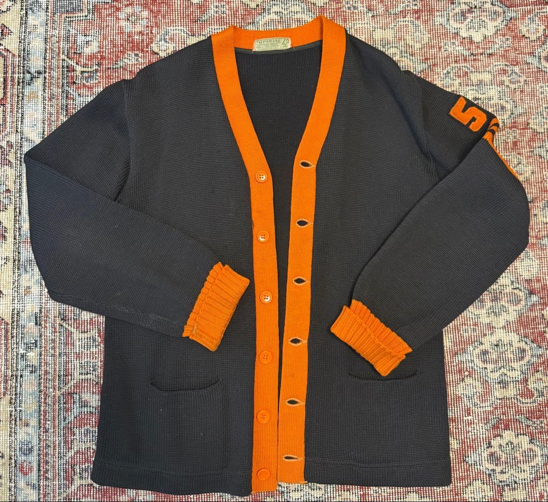 50s レタードカーディガン ブラック 42 USA IMPERIAL 40s