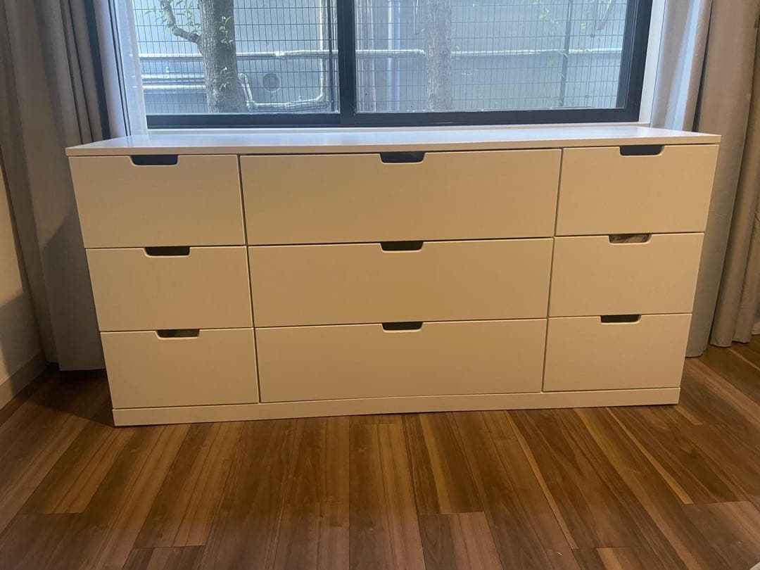 IKEA NORDLI ホワイト木製チェスト 9引き出し