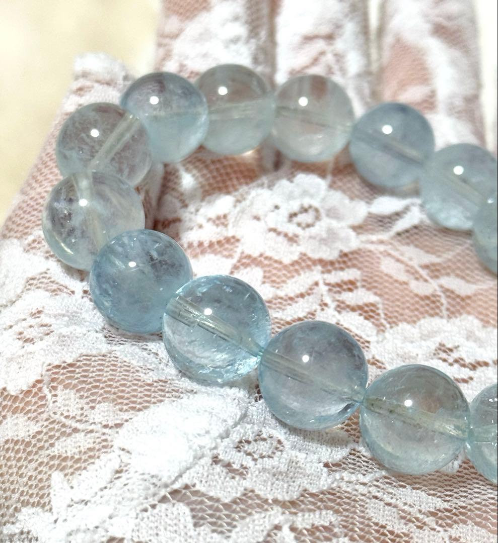 【17cm 12mm】アクアマリン ブレスレット 天然石 パワーストーン