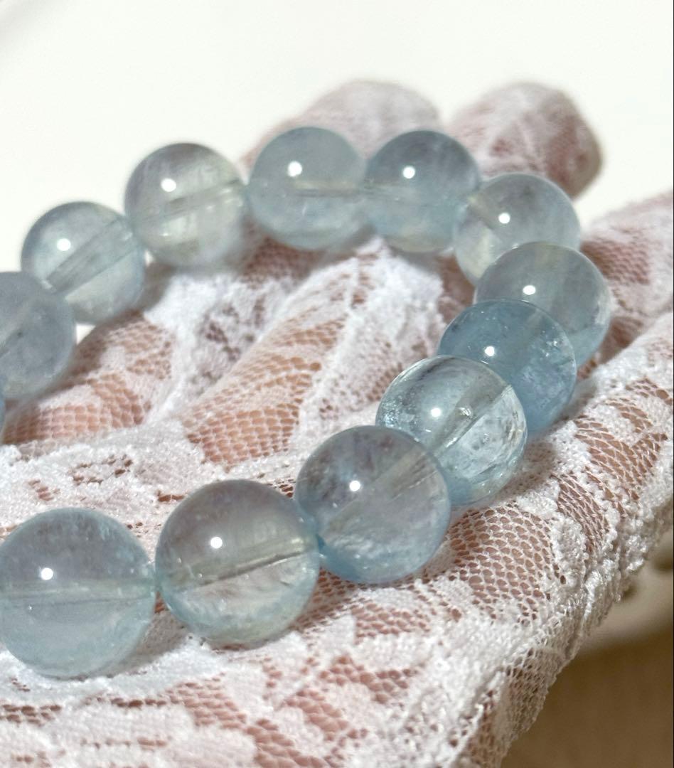 【17cm 12mm】アクアマリン ブレスレット 天然石 パワーストーン