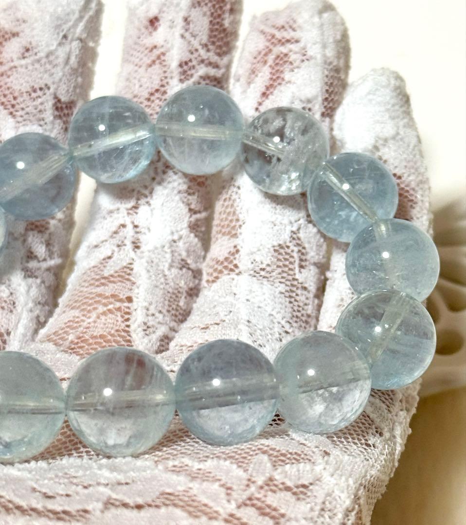 【17cm 12mm】アクアマリン ブレスレット 天然石 パワーストーン