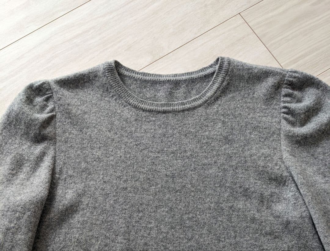 ☆FOXEY☆フォクシー カシミヤ100%グレー パフスリーブセーター 38