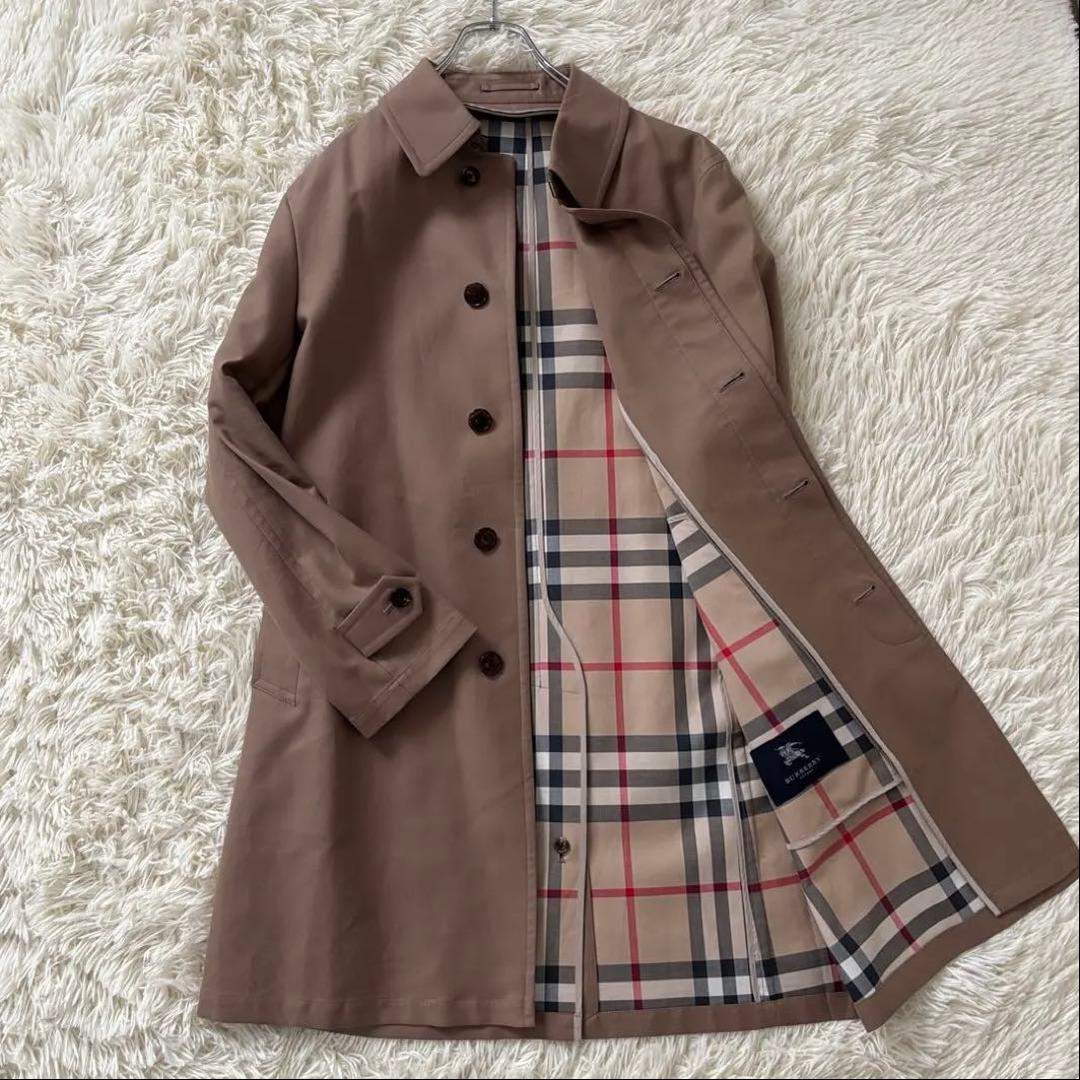 美品 バーバリーロンドン ステンカラーコート L ノバチェック ライナー付き