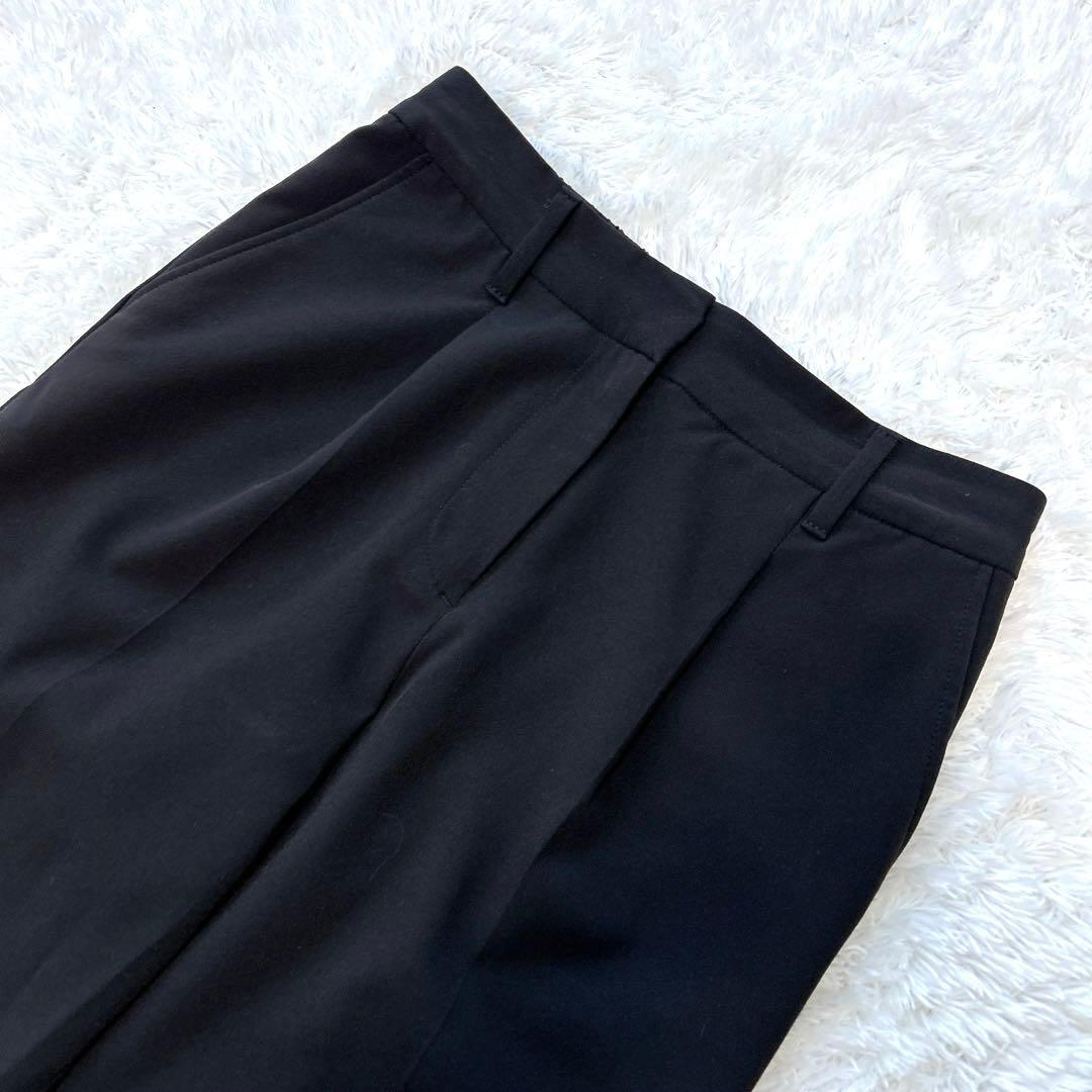 【美品】　PLST　パンツスーツ　オフィスカジュアル　ノーカラー　スラックス　黒