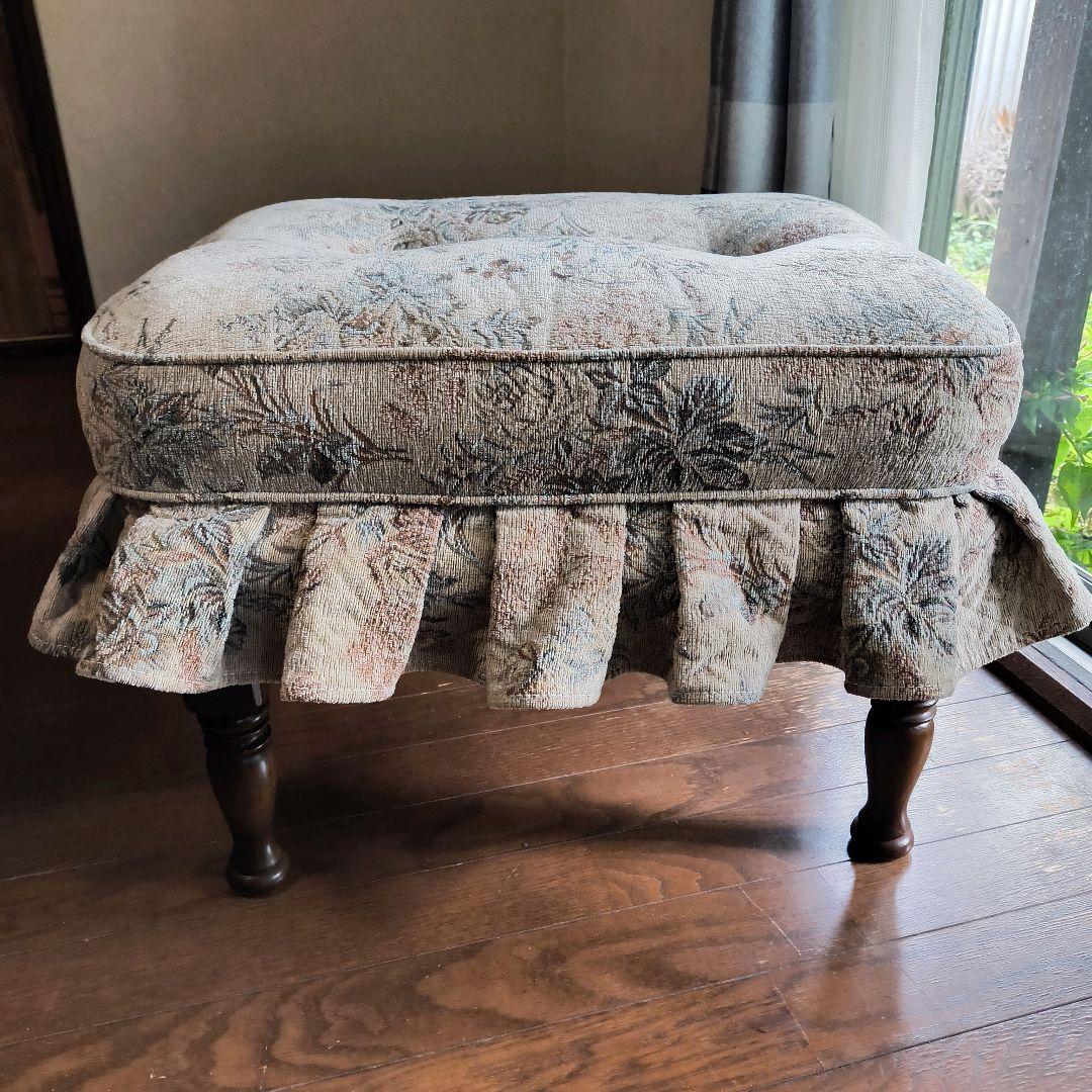 飛騨産業 花柄 スツール 無垢材