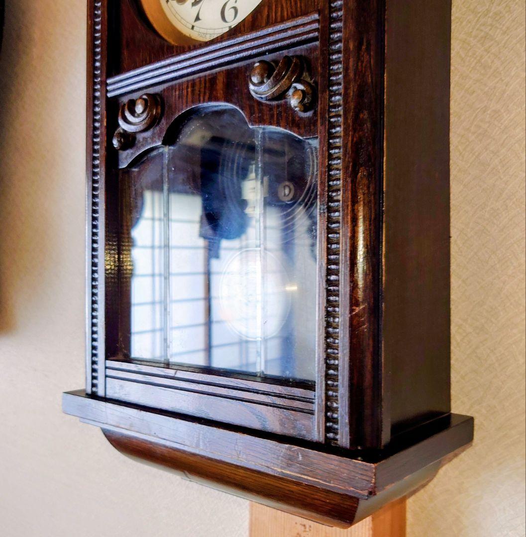 〈完動・美品〉精工舎　セル文字盤宮型ゼンマイ振り子時計　古時計　ボンボン時計