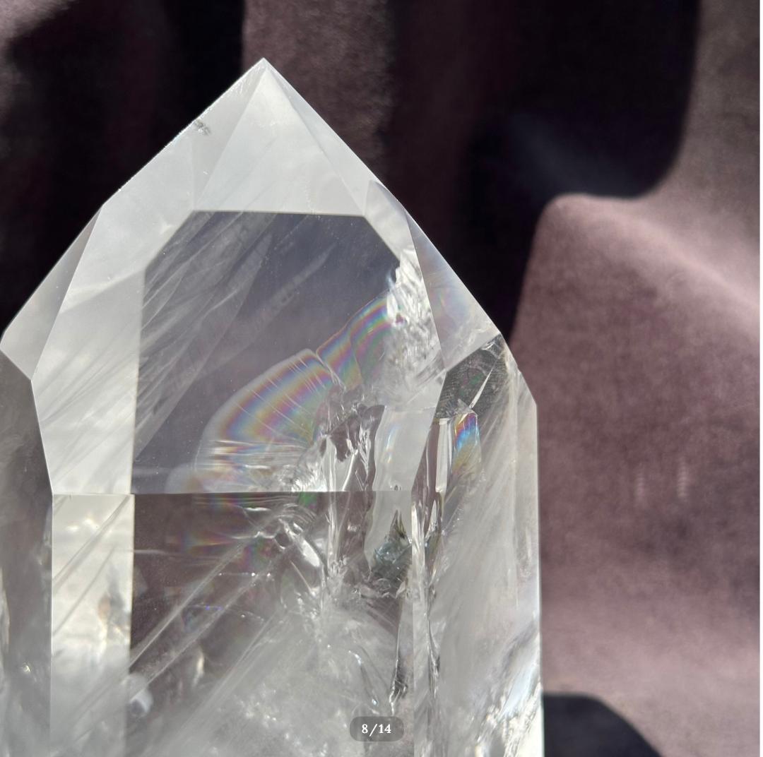 【レムリアン水晶】水晶 ポイント タワー 虹入り ブラジル産