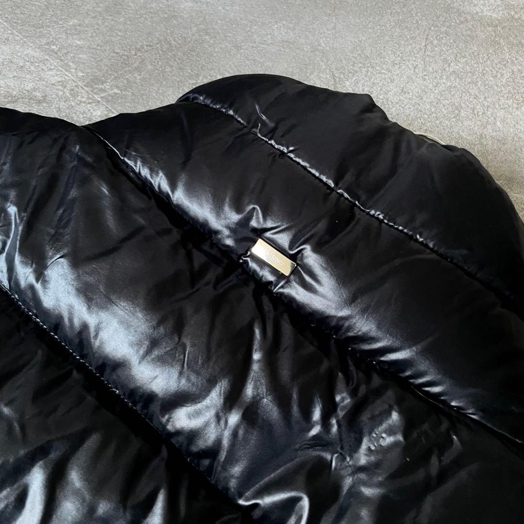 ヘルノ　ファー　切り替え　ダウンコート　ダウンジャケット　レディース　黒　44