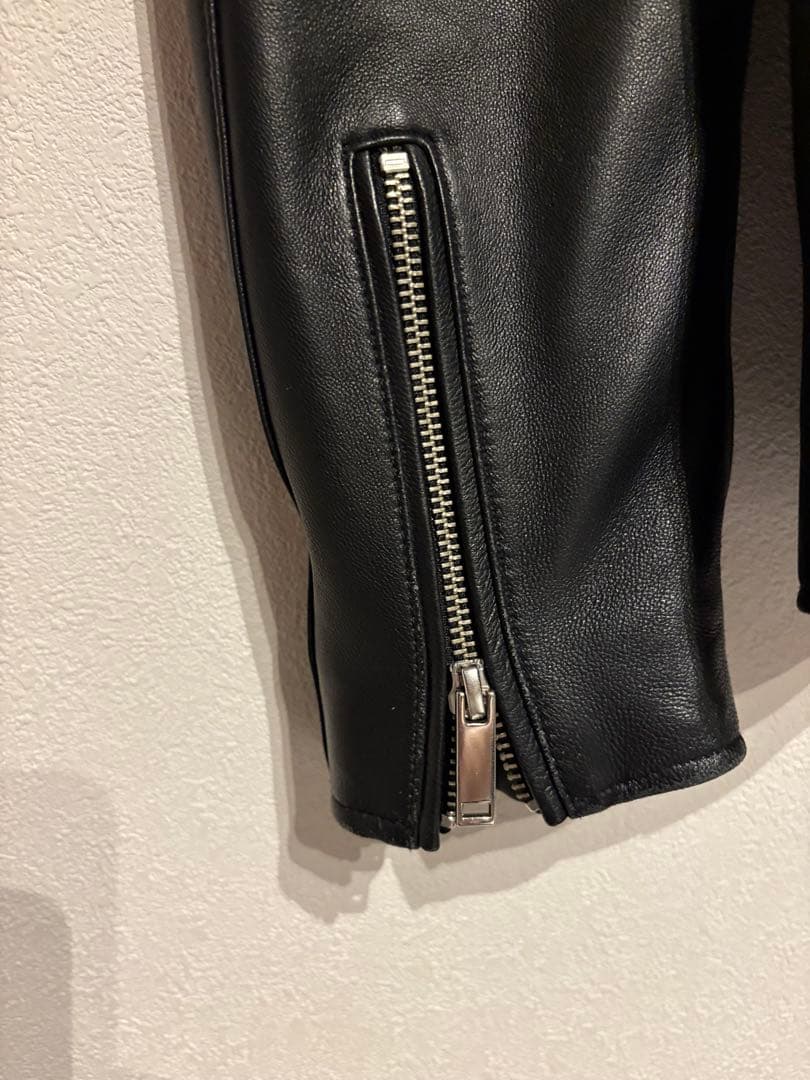 【サイズ３・STUDIOUSブラック レザー シングルライダースジャケット】