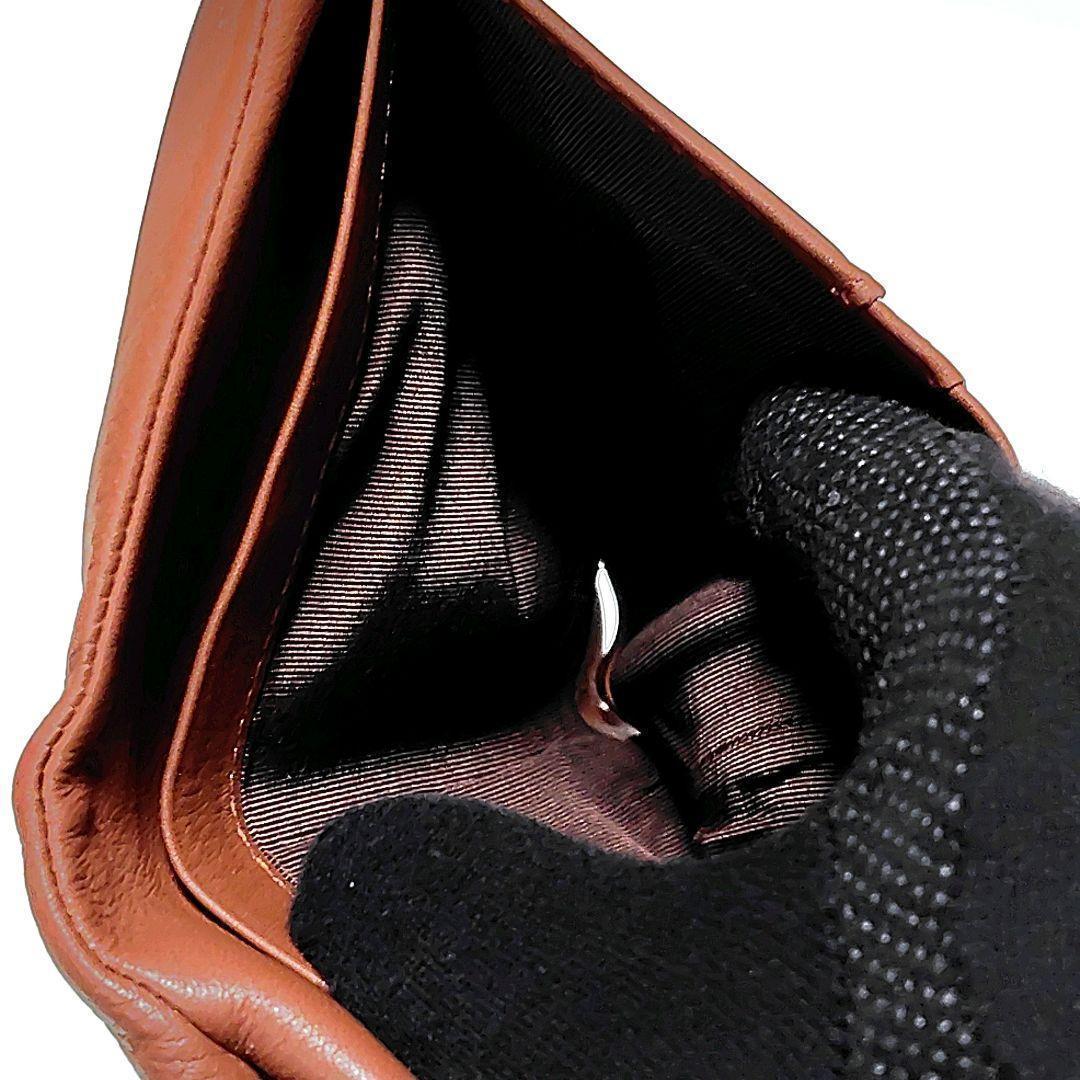 ✳️美品✨　アニエスベー　折り財布　ブラウン　レザー　がま口　プリントロゴ
