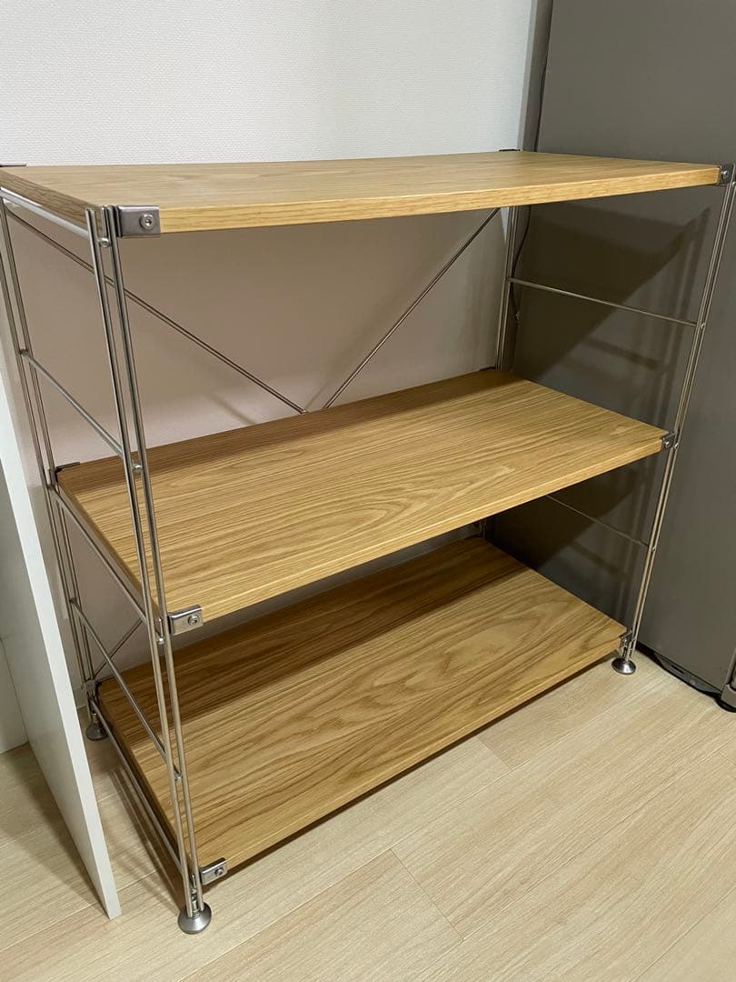 無印⭐︎スチールと木製の3段オープンシェルフ