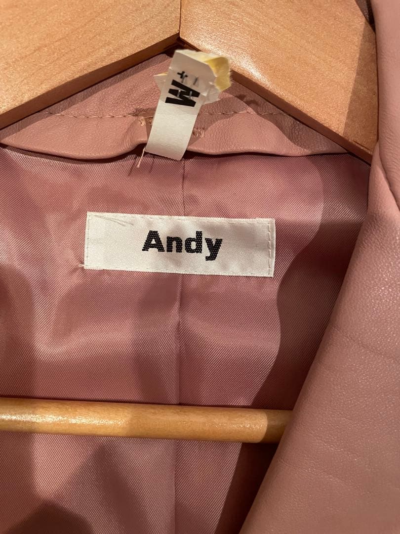 【美品】Andy アンディ レザージャケット ピンク 本革 クリーニング済み★