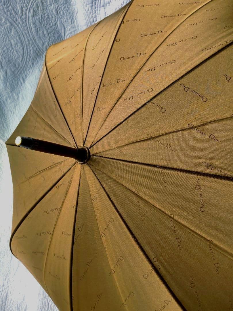 クリスチャン・ディオール長傘 カバー付きブラウン メンズ 焦げ茶