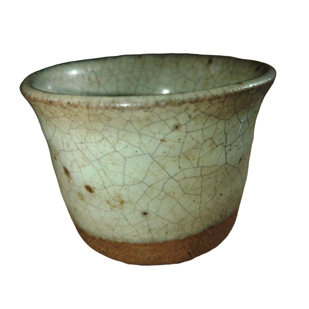 古唐津焼　桃山時代　岸嶽系　斑唐津ぐい呑み　木箱付き