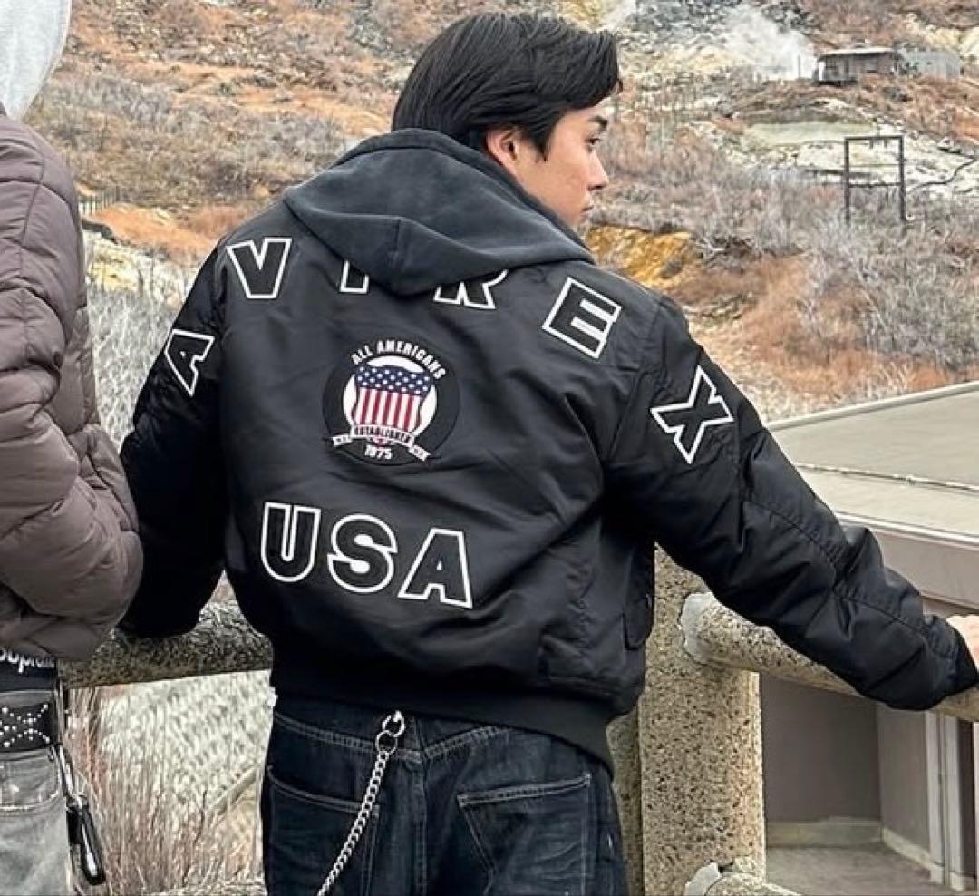 AVIREX MA-1 フライトジャケット 50周年 ビッグロゴ 地図裏地　L