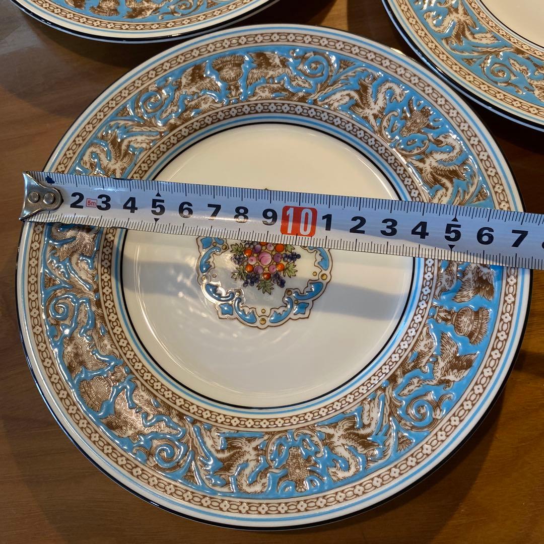 フロレンティーン　ターコイズ　プレート　17㎝　3枚　黒壺　ケーキ