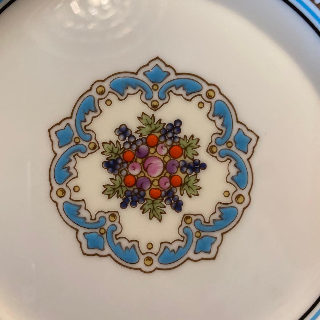 フロレンティーン　ターコイズ　プレート　17㎝　3枚　黒壺　ケーキ