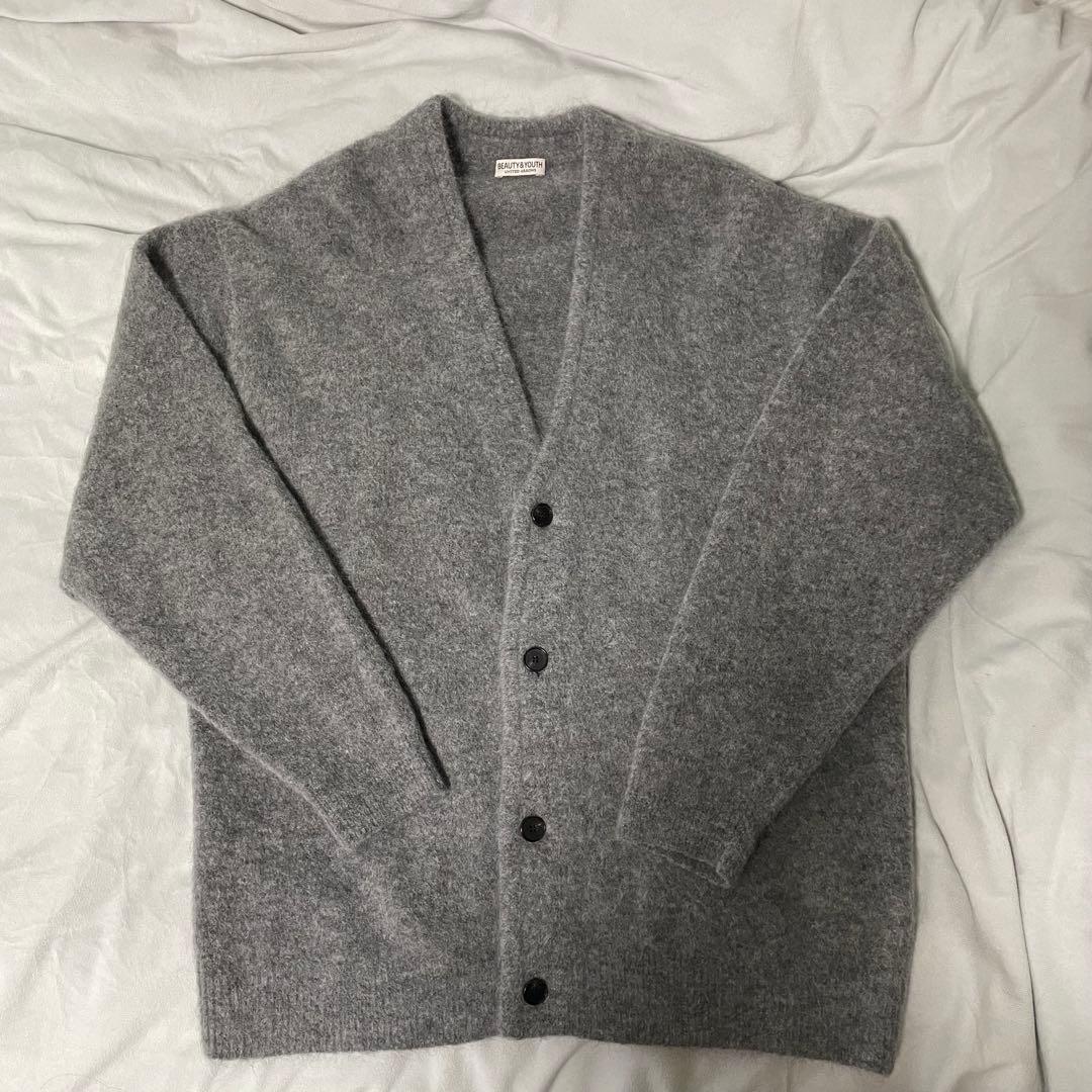 beauty&youth シャギー モヘア カーディガン グレー Lサイズ
