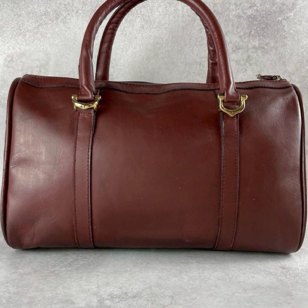 【美品✨】カルティエ ミニボストン バッグ ゴールド金具 ボルドー