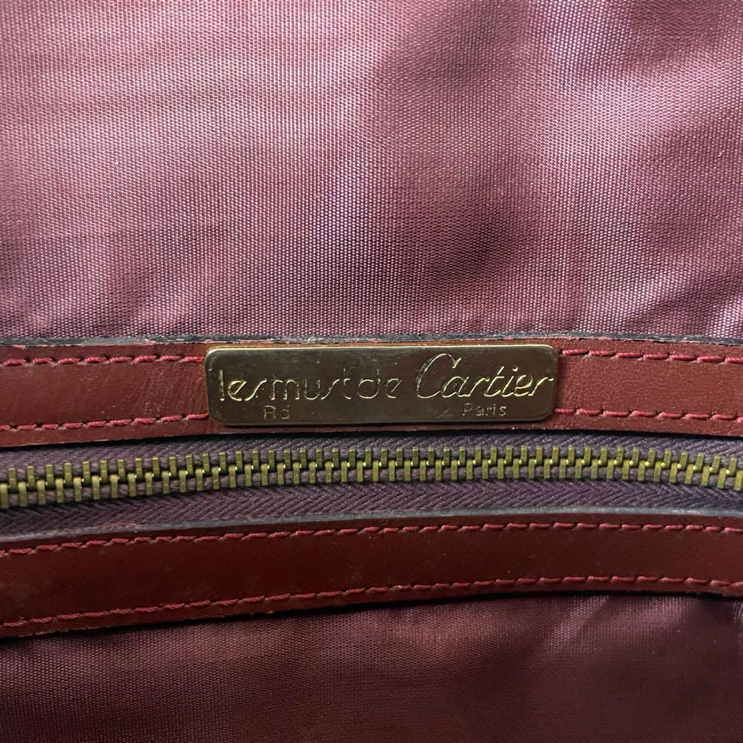 【美品✨】カルティエ ミニボストン バッグ ゴールド金具 ボルドー