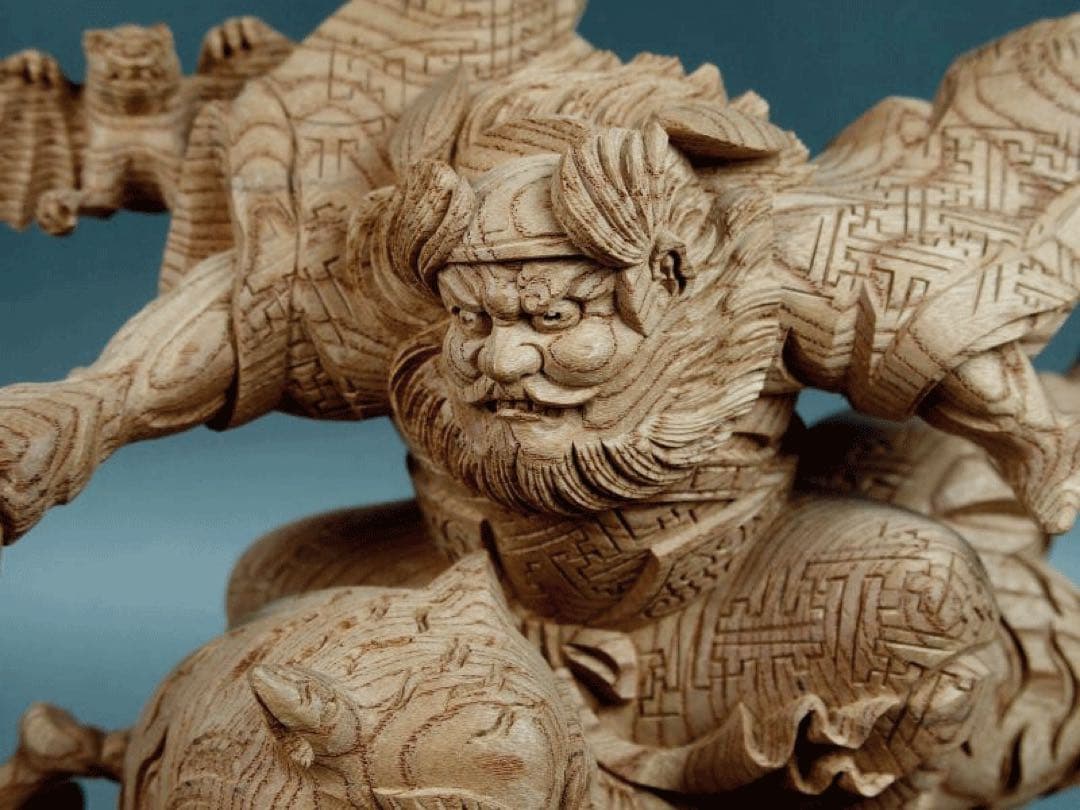 鐘馗捉鬼図　おに退治　河鍋暁斎　箱ありKawanabe Kyosai