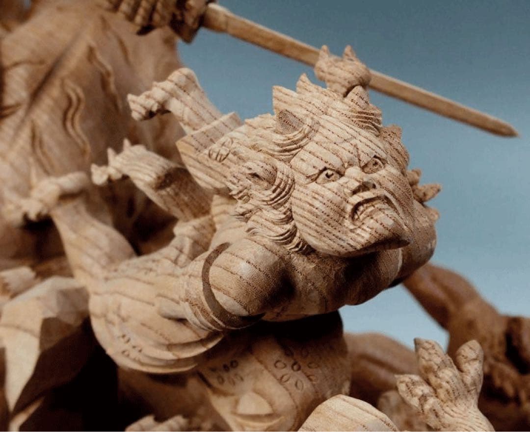 鐘馗捉鬼図　おに退治　河鍋暁斎　箱ありKawanabe Kyosai