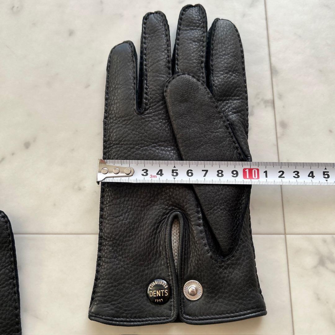 極美品 DENTS レザー 本革 手袋 8 カシミアライニング 黒 ブラック