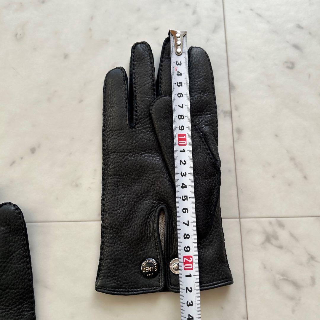 極美品 DENTS レザー 本革 手袋 8 カシミアライニング 黒 ブラック