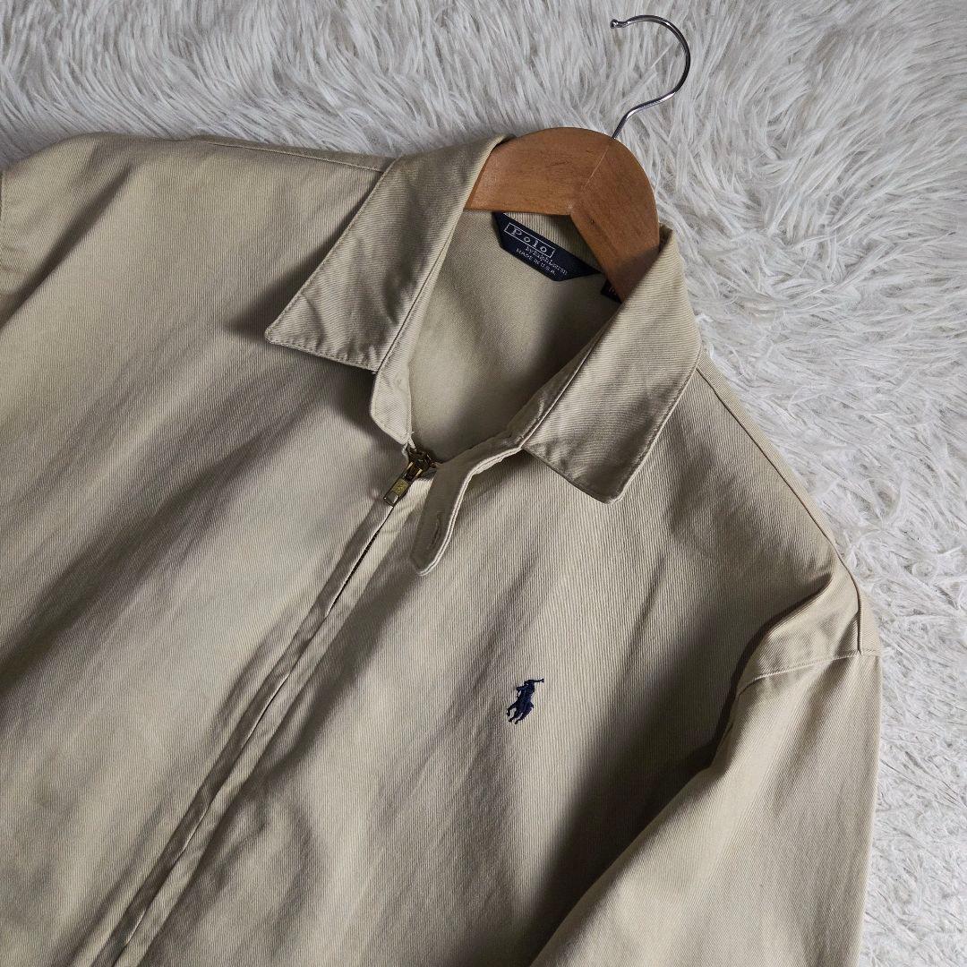 美品 ポロ ラルフローレン スイングトップ 三角タグ サイズL ベージュUSA製