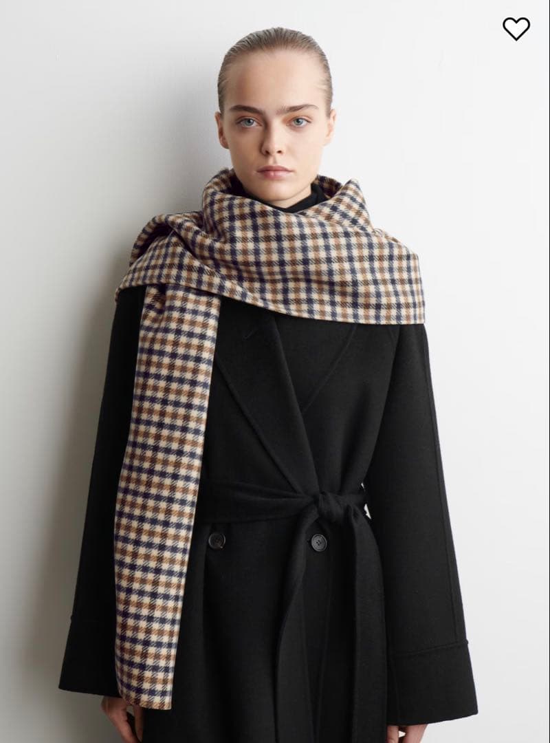 【新品】　COS チェック柄リバーシブルメリノウールスカーフ