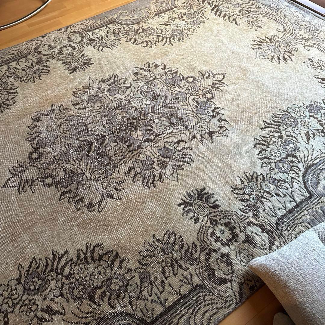 超大判165×265メダリオン　ベージュ×グレイ　トルコヴィンテージラグ