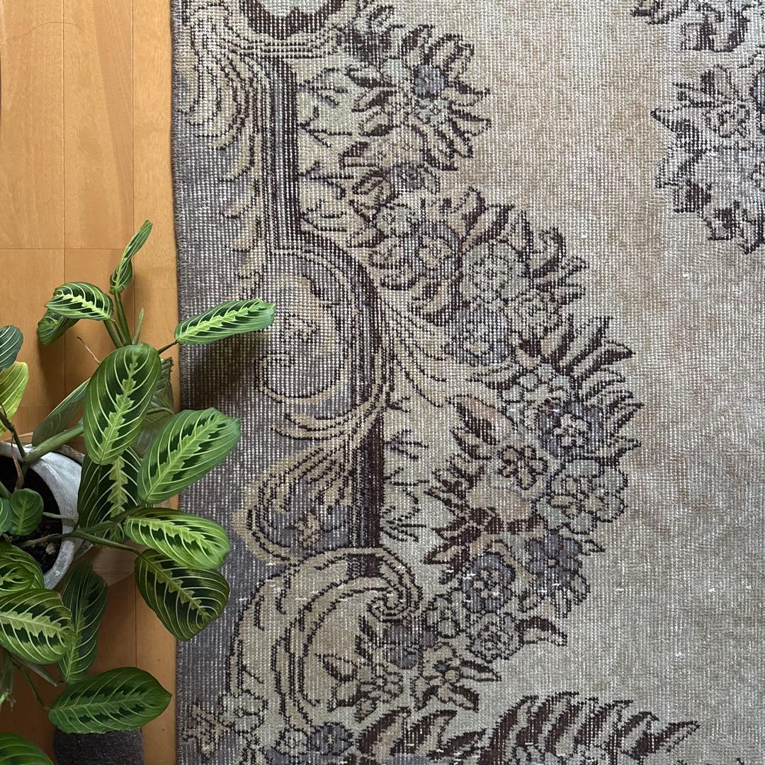 超大判165×265メダリオン　ベージュ×グレイ　トルコヴィンテージラグ