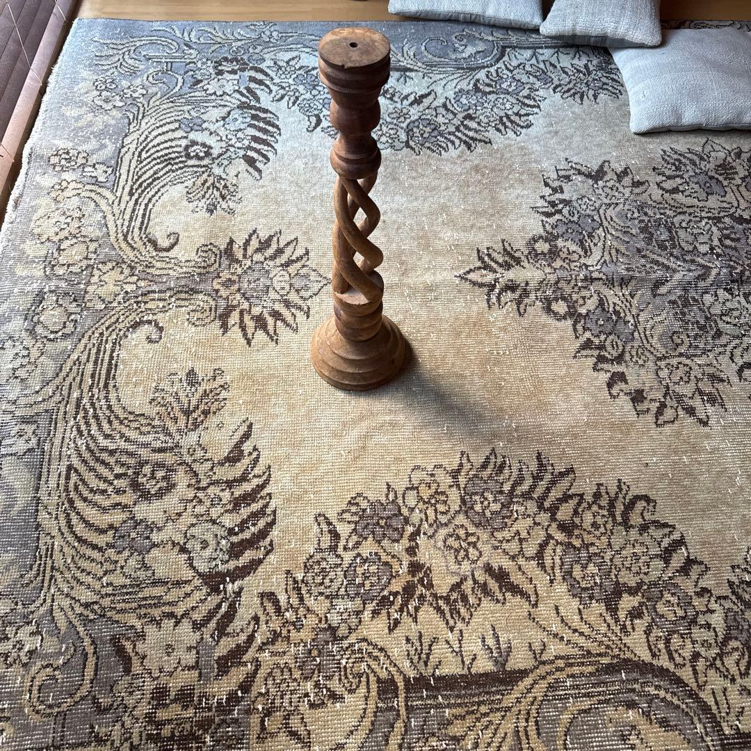 超大判165×265メダリオン　ベージュ×グレイ　トルコヴィンテージラグ