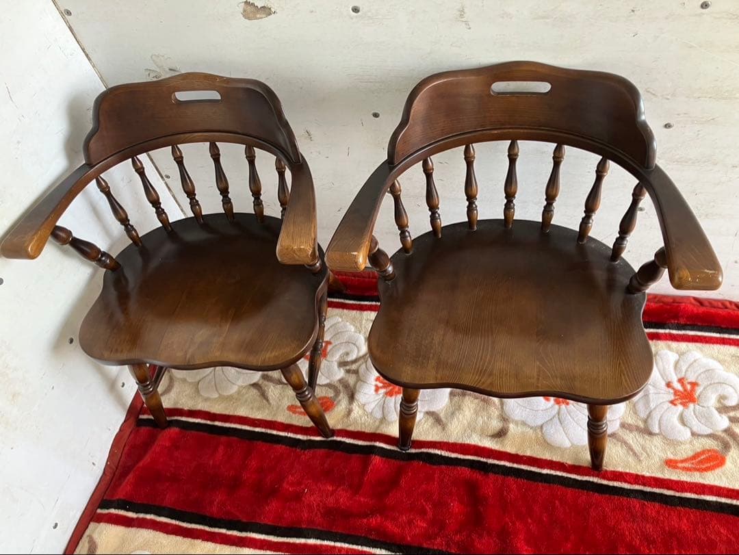 【希少】飛騨産業 キツツキマークの大型丸テーブル椅子4脚セット